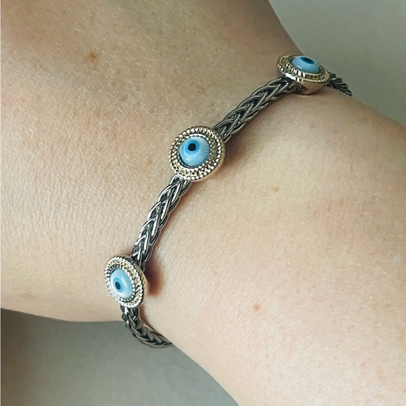 Evil Eye Bracelet For Women Silver Tone - Picture 3 of 11